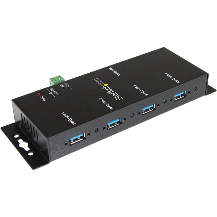 HUB STARTECH 4 PUERTOS USB 3.0 MONTAJE INDUSTRIAL BLACK