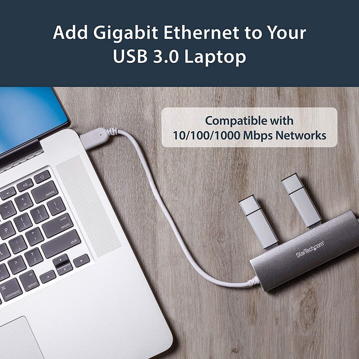 HUB STARTECH 3 PORTS USB 3.0 + RJ45 ARGENT