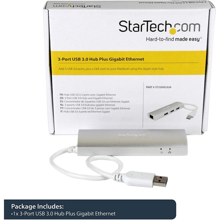 HUB STARTECH 3 PORTS USB 3.0 + RJ45 SILBER