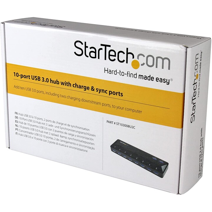 HUB STARTECH 10 PORTS USB 3.0 PRETO