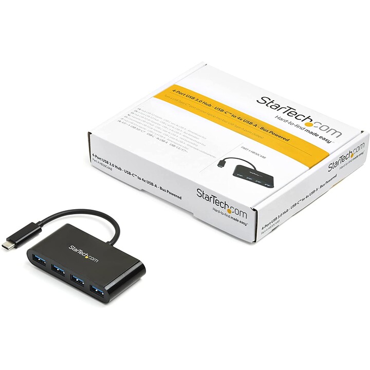 HUB STARTECH USB-C 4 PUERTOS USB 3.0 BLACK