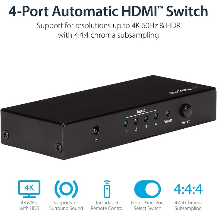 INTERRUPTOR KVM STARTECH 4X1 HDMI 4K