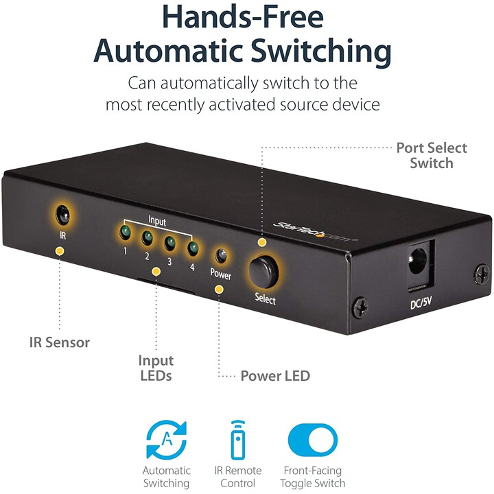INTERRUPTOR KVM STARTECH 4X1 HDMI 4K