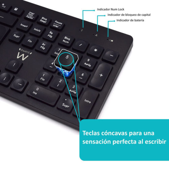 COMBO KEYBOARD/MOUSE EWENT EW3256 WIRELESS BLACK