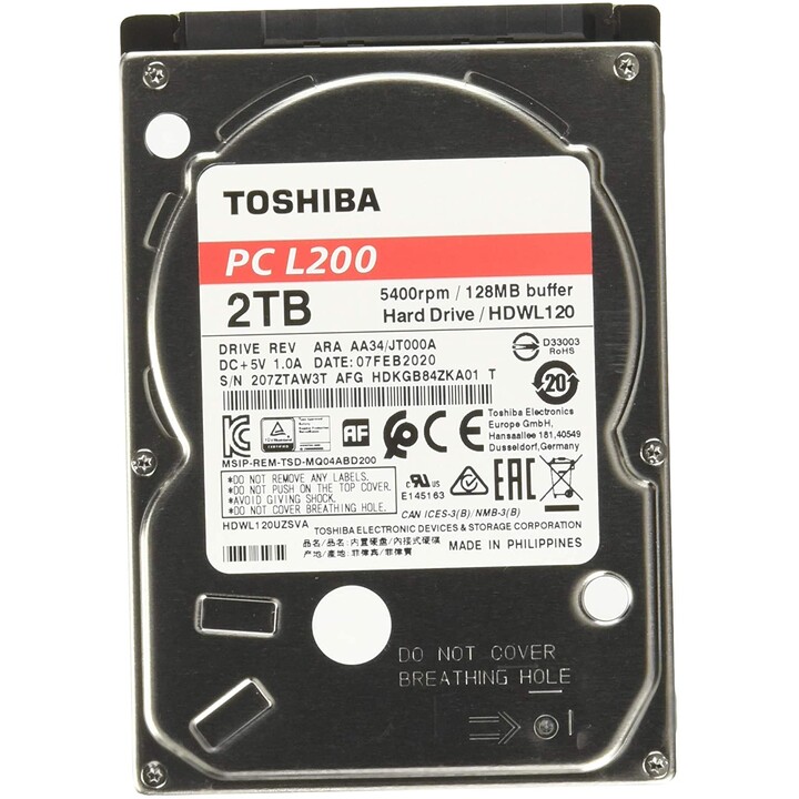 HARD DRIVE 2TB 5400RPM TOSHIBA 2.5 "SATA