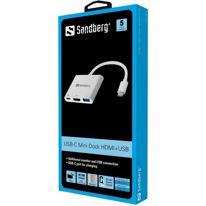 SANDBERG ADAPTER USB TYPE C CONNECTOR HDMI USB