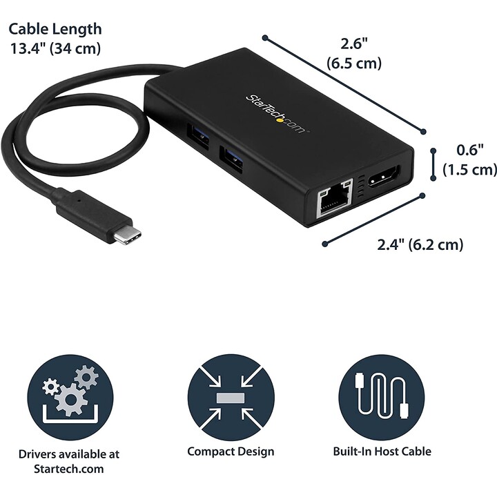 STARTECH MINI DOCK HDMI + RJ45 + 2XUSB USB-C REPLIKATOR PORT