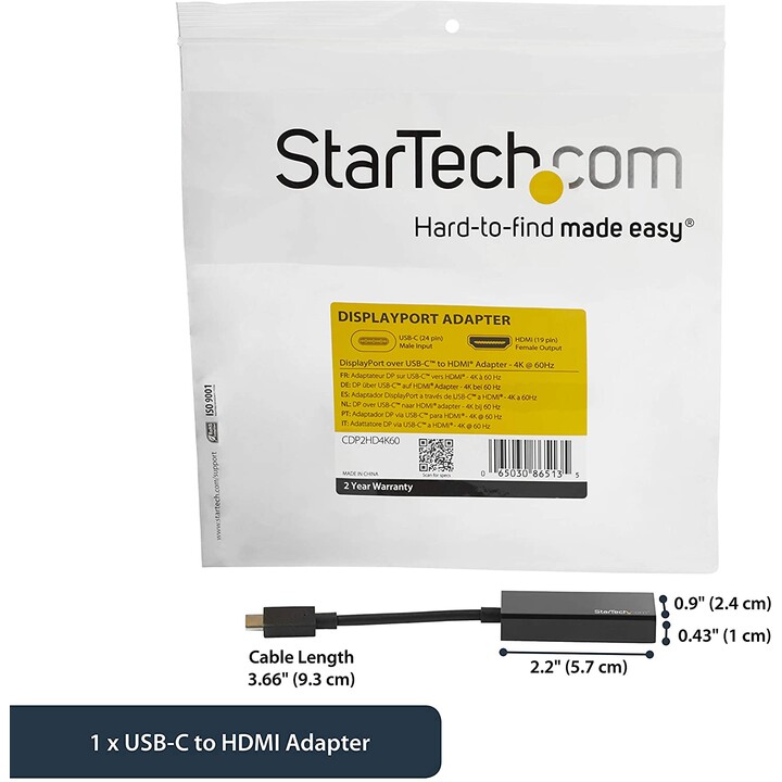 ADAPTER STARTECH USB-C MALE / HDMI FEMALE BLACK