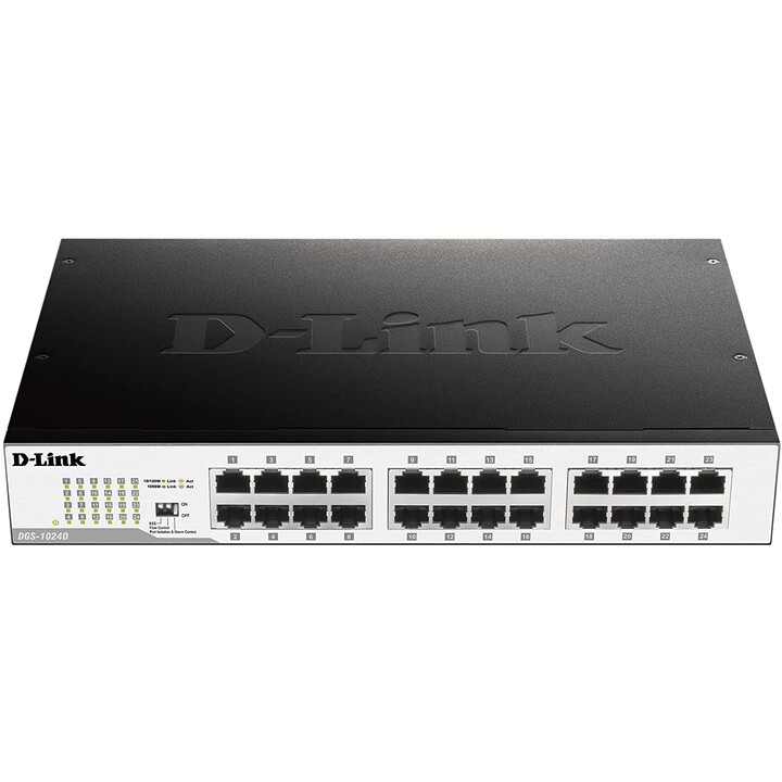 D-Link 24-port 10/100M NWay Desktop - Internal PSU (incl. 19" rack mount kit) Non-gr