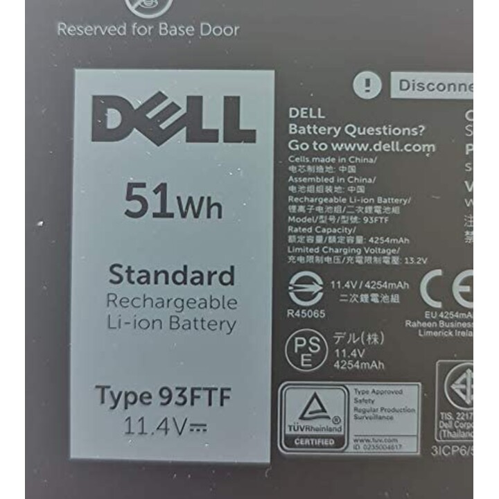 Dell D4CMT batteria per notebook a 3 celle, 4254 mAh, 51 Wh, nera