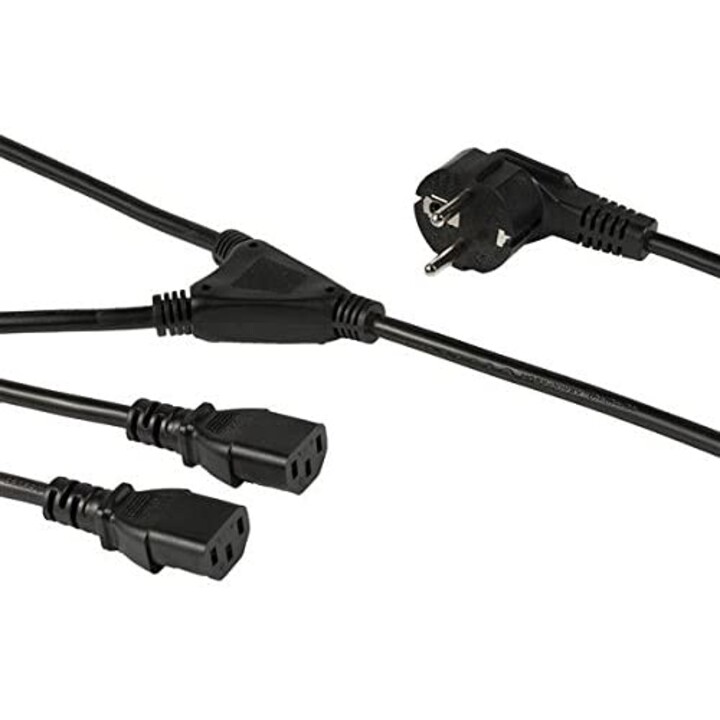 STARTECH.com PXT101YEU2M Netzkabel Schuko CEE7 auf 2x C13, Schwarz
