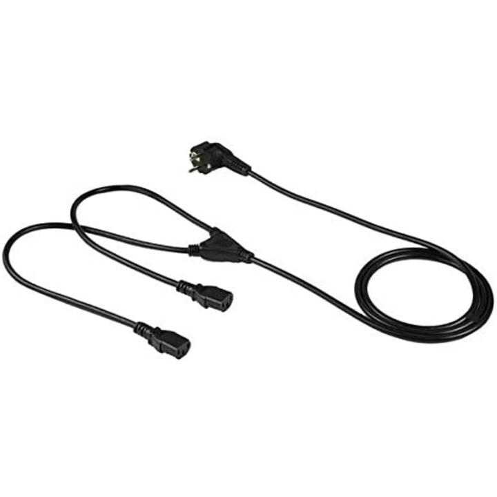 STARTECH.com PXT101YEU2M Netzkabel Schuko CEE7 auf 2x C13, Schwarz