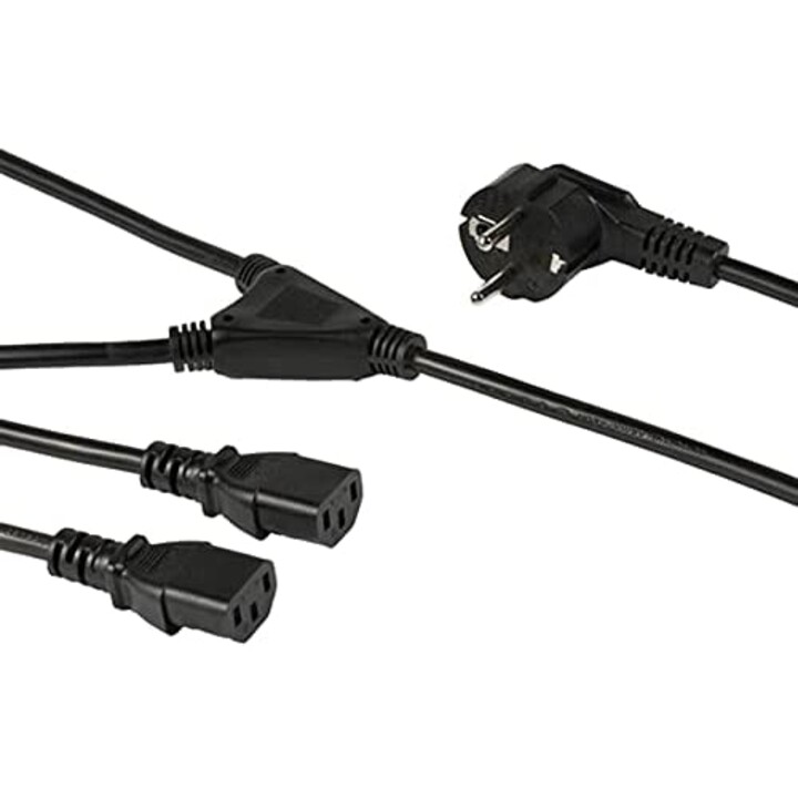 STARTECH.com PXT101YEU2M Câble d’alimentation Schuko CEE7 vers 2x C13, noir