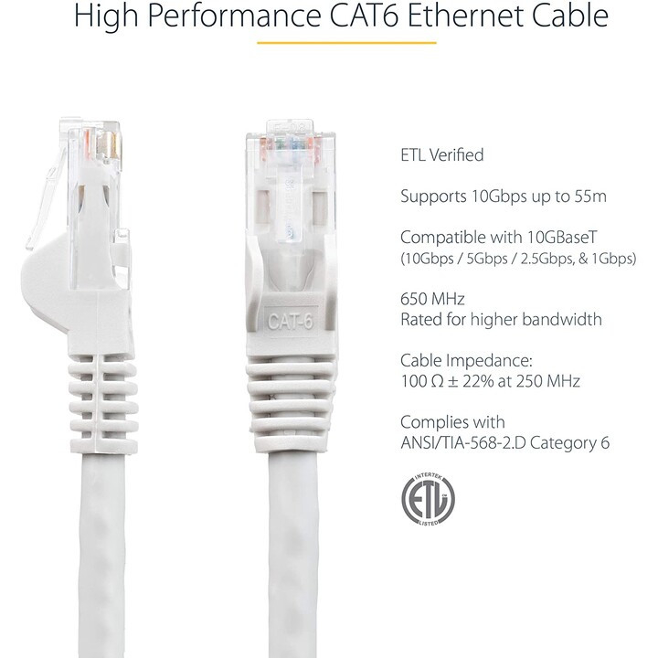CABLE STARTECH ROUGE RJ45 CAT 6 15M BLANC