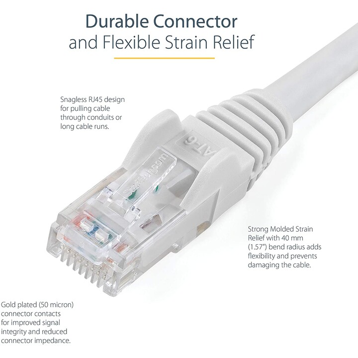 CABLE STARTECH ROUGE RJ45 CAT 6 15M BLANC