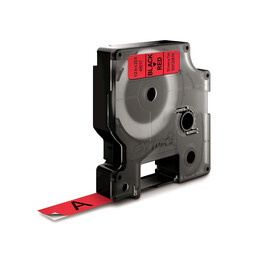 DYMO D1 fita de etiquetas padrão preto sobre vermelho 12 mm x 7 m