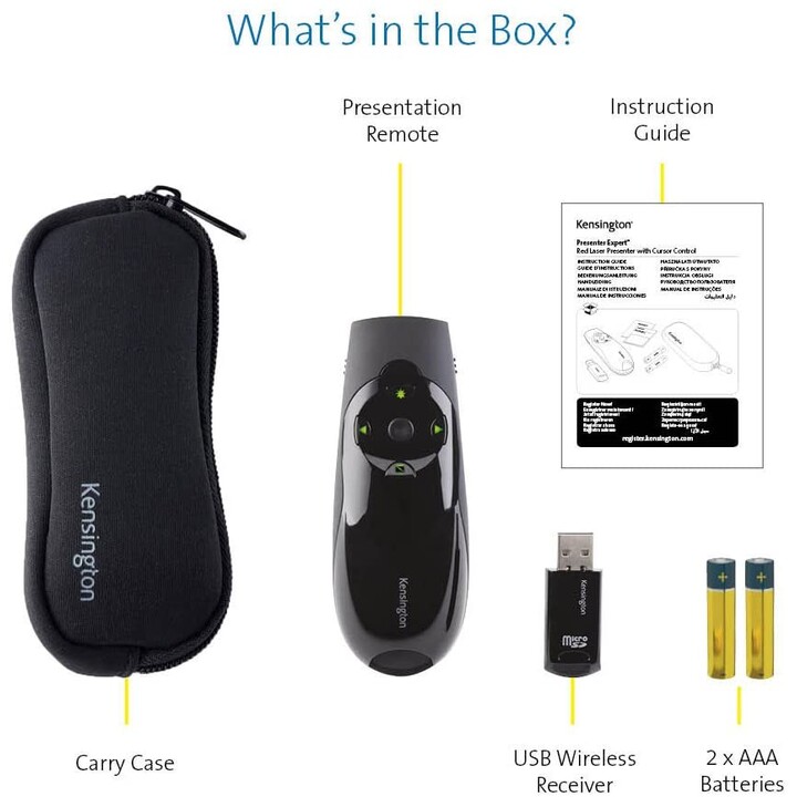 PRÉSENTATEUR KENSINGTON WIRELESS EXPERT RED LASER