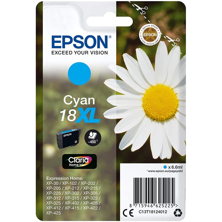 CARTUCCIA CIANO EPSON 18XL XP-102 XP-202 XP-205 XP-302 XP-305 XP-402 XP-405