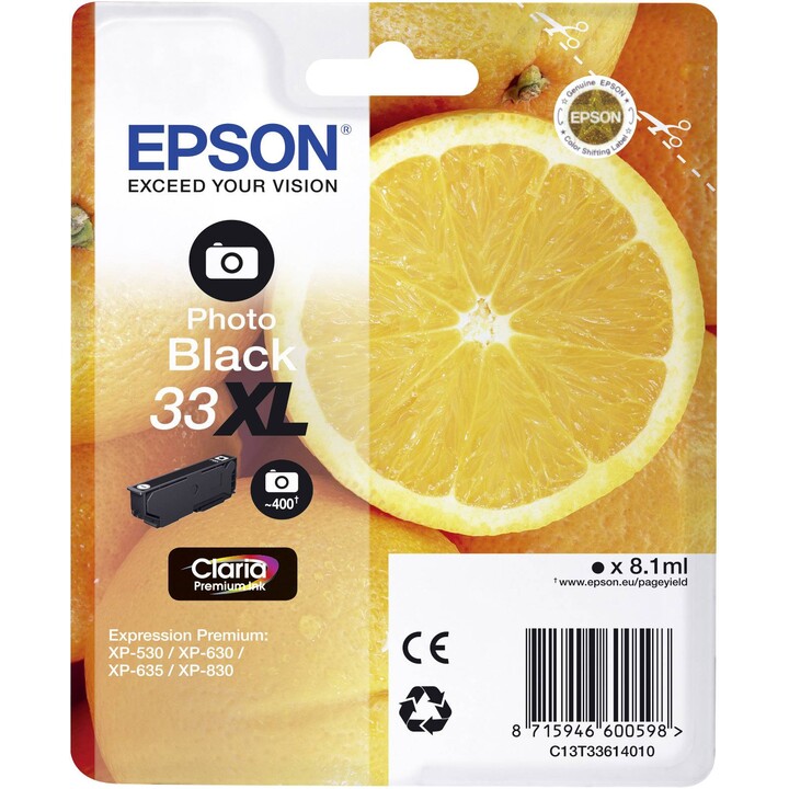Epson 33XL PHOTO Nero EXPRESSION HOME XP-63830 EXPRESSION PREMIUM XP-530 CARTUCCIA