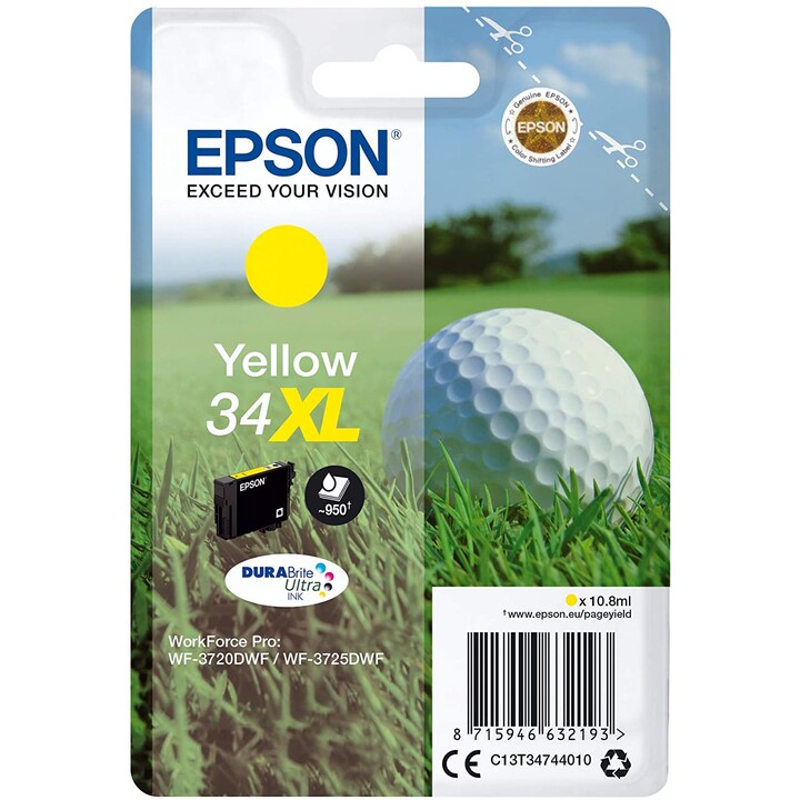 CARTOUCHE EPSON 34XL WORKFORCE PRO WF-3720/25 JAUNE