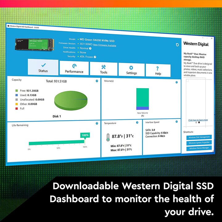 SSD Western Digital WD Green SN350 da 480 GB/M.2 2280 PCIe