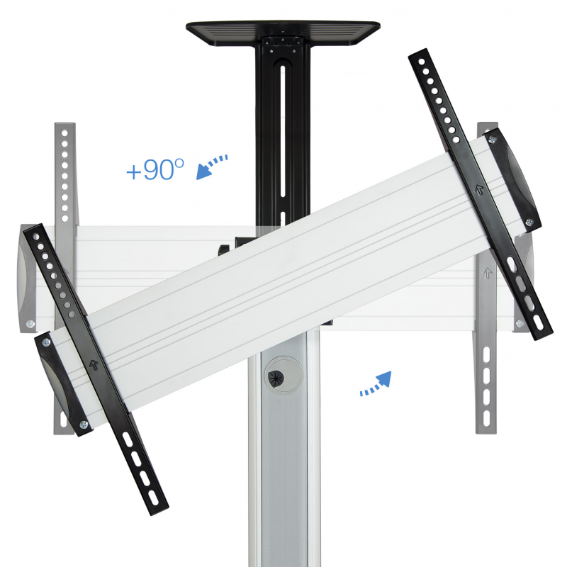 MOBILE FLOOR MONITOR SUPPORT TOOQ 37"-70" SILVER/BLACK