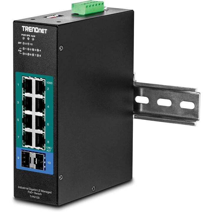 Managed Switch TRENDnet TI-PG102I 10 Ports/ RJ-45 Gigabit 10/100/1000 / PoE/ SFP