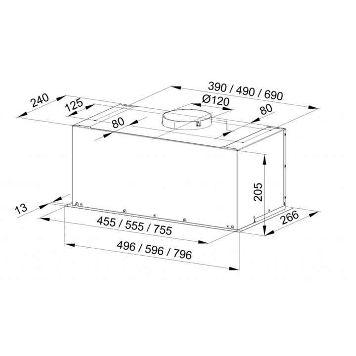 Maan Fiugi L 60 Recessed Hood Satin Steel