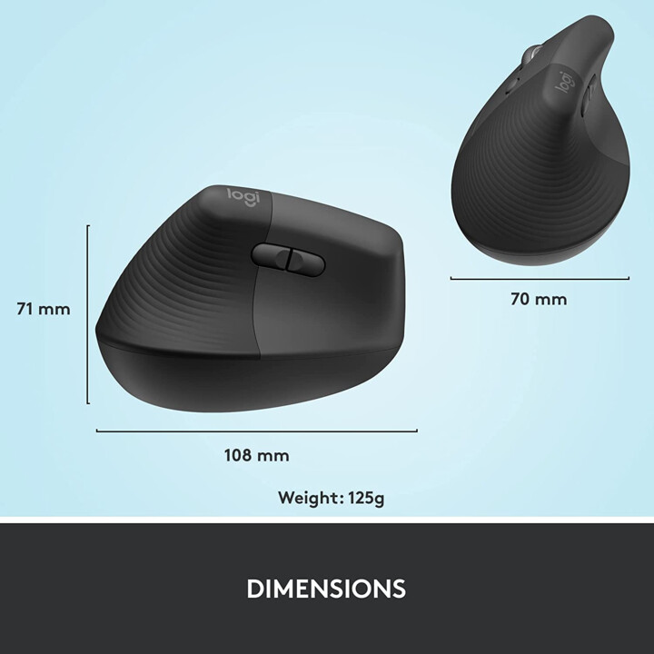 MOUSE LOGITECH SOLLEVATORE SENZA FILI VERTICALE SINISTRA GRAFITE