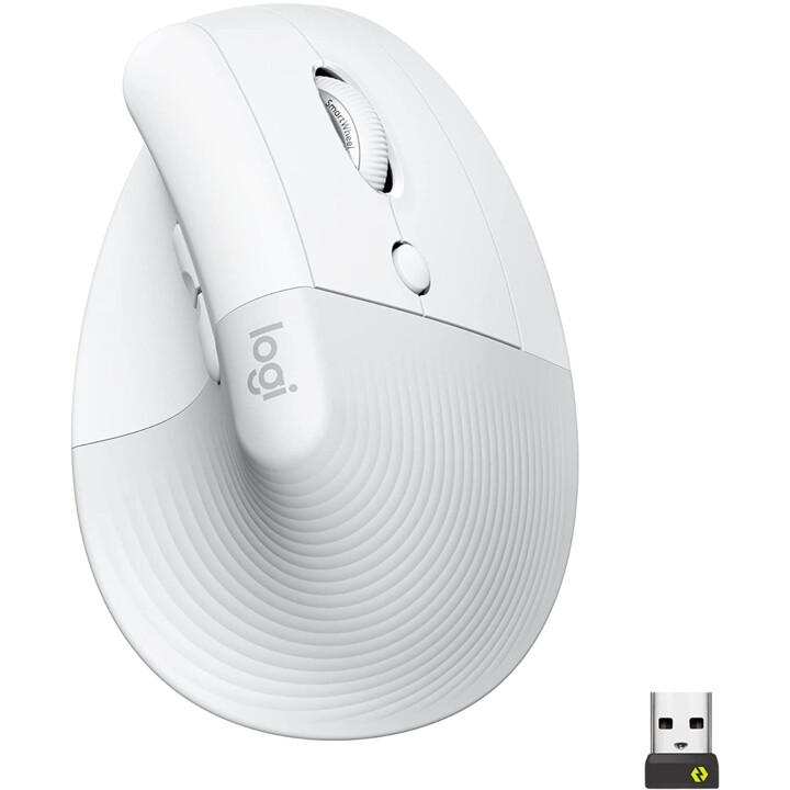 Logitech Lift mouse verticale ergonomico destrorso (wireless, bianco)