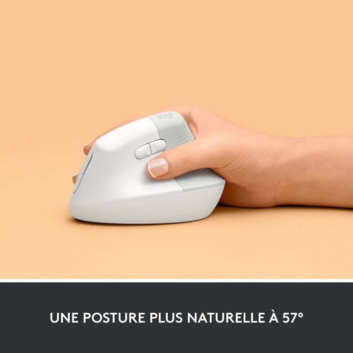Logitech Lift right-handed ergonomic vertical mouse (wireless, white)