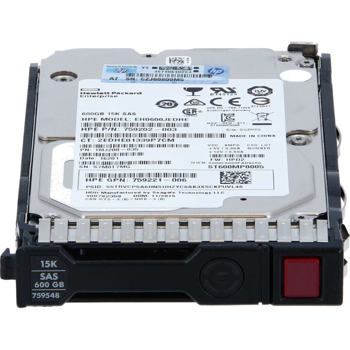 FESTPLATTE HP 600 GB SAS 2,5 "15000 U / min HEISSER STECKER