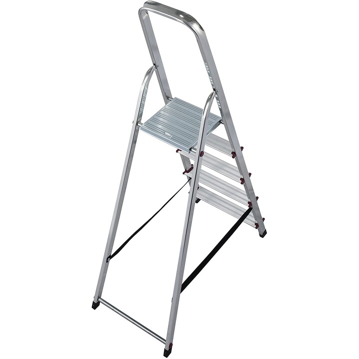 Escalera de tijera Krause Corda con 5 peldaños de aluminio y plataforma de seguridad, capacidad de alcance 3M