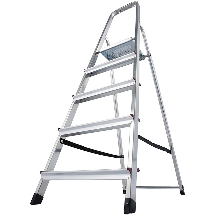 Escalera de tijera Krause Corda con 5 peldaños de aluminio y plataforma de seguridad, capacidad de alcance 3M