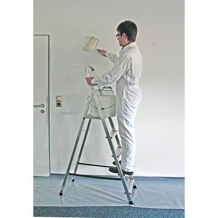 Escalera de tijera Krause Corda con 5 peldaños de aluminio y plataforma de seguridad, capacidad de alcance 3M