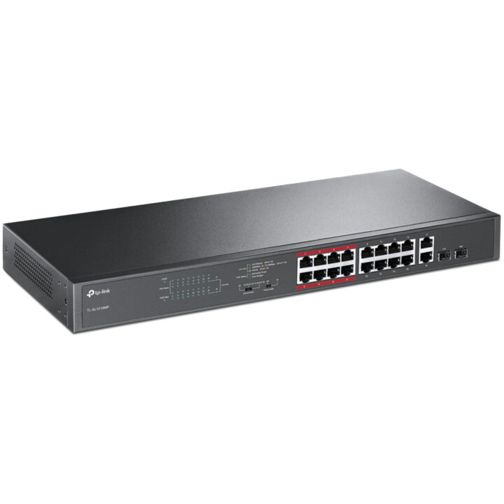 TP-LINK TL-SL1218MP No administrado Gigabit Ethernet (10/100/1000) Negro Energía sobre Ethernet (PoE)