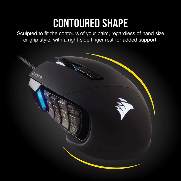 Mouse Da Gioco Corsair Scimitar Rgb Elite 18000Dpi 17 Tasti Usb Nero