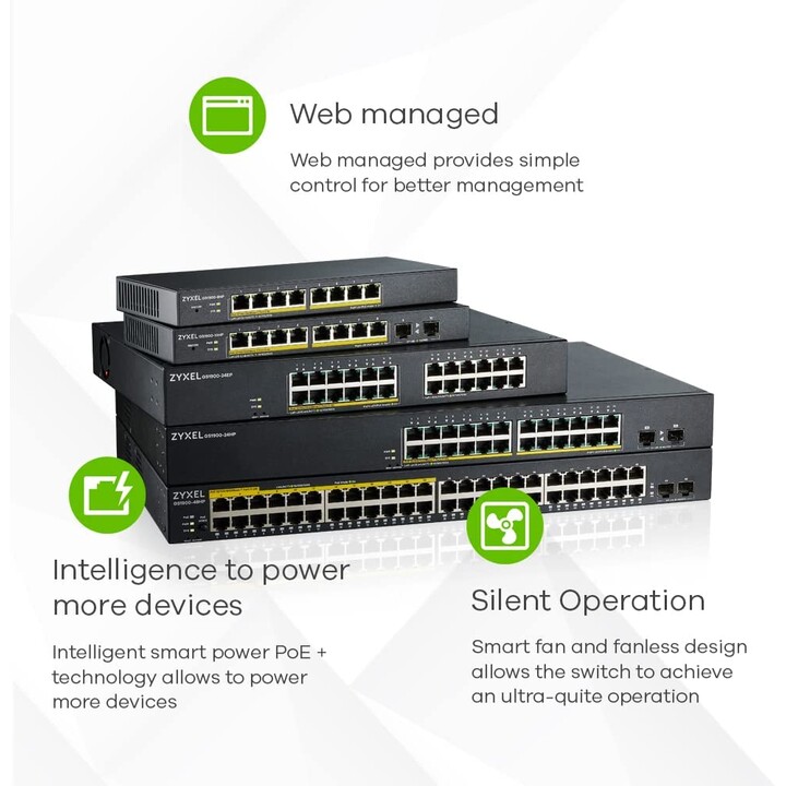 Zyxel GS1900-24EP Gestionado L2 Gigabit Ethernet (10/100/1000) Energía sobre Ethernet (PoE) Negro