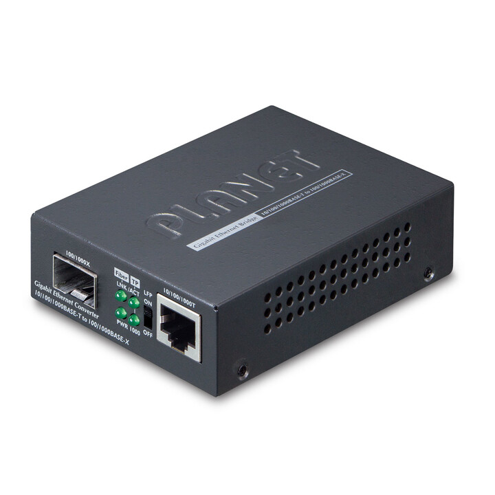 PLANET Medienkonverter, SFP 10/100/1000Base-T zu SFP, Inkl. Netzteil Ohne SFP Modul