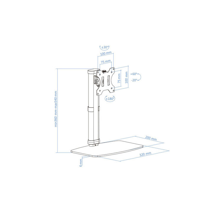 MONITOR/TV TABLE SUPPORT TOOQ DB1127TN-B 17''/27'' MAX.6KG Black 1 ARM