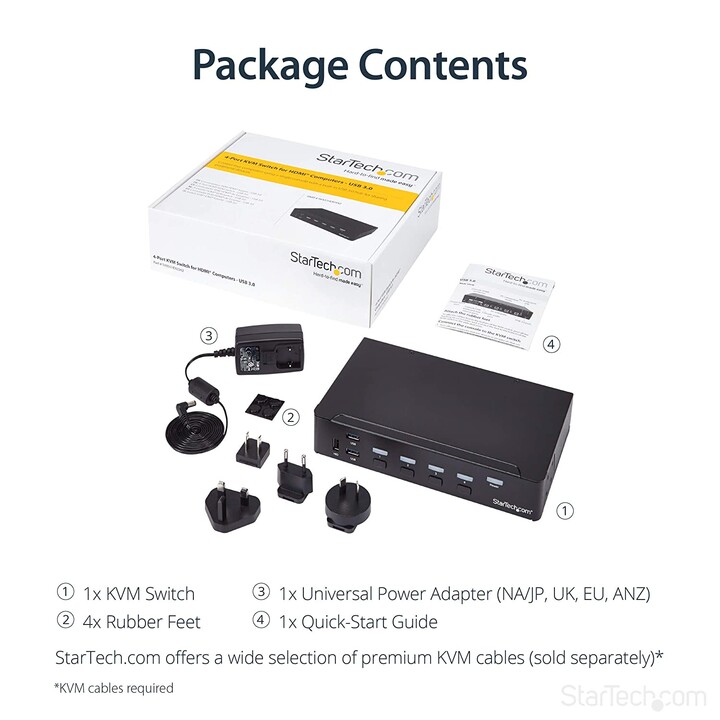 CONMUTADOR KVM STARTECH 4X1 HDMI USB 3.0