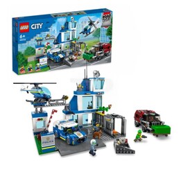 LEGO City esquadra de polícia conjunto de construção com carro de patrulha, helicóptero e camião do lixo