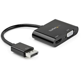 StarTech.com DP2VGAHD20 adaptador de cabo de vídeo DisplayPort HDMI + VGA (D-Sub) Preto