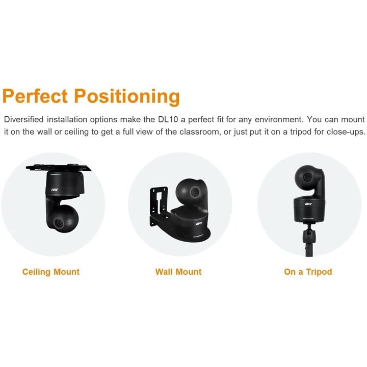 Telecamera AVer DL10 Full HD, zoom 3X, USB, RJ45, tracciamento automatico, microfono integrato, controllo tramite gesti