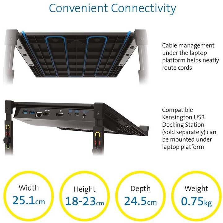 Kensington SmartFit K52783WW adjustable laptop riser black