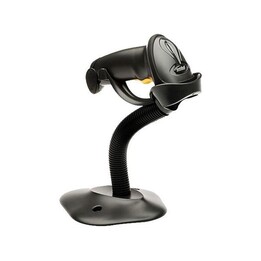 Zebra LS2208 handheld 1D laser scanner with USB cable and stand black