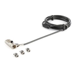StarTech.com 3-in-1-Universal Laptopschloss mit 2m Kabel - 4-stelliges Kombination Sicherheitskabelschloss - Kompatibel mit K-St