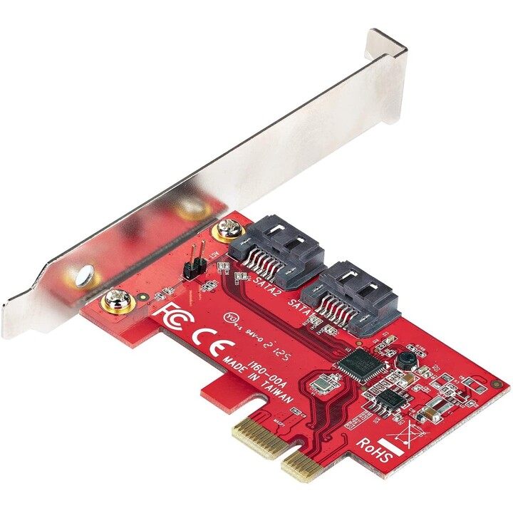 StarTech.com 2P6G-PCIE-SATA-CARD 2-port SATA PCIe controller card, non-RAID, red