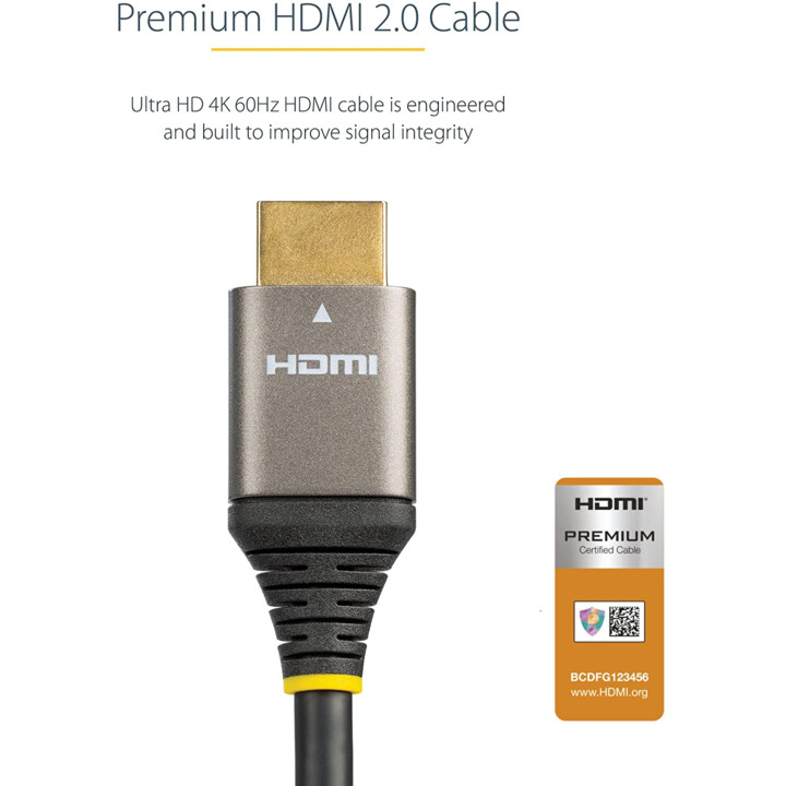 StarTech.com HDMMV3M Premium Certified HDMI Cable 4K 60Hz 3 m Black