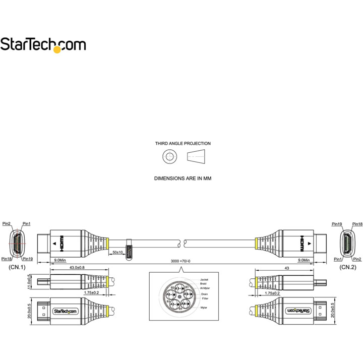 StarTech.com HDMMV3M cable HDMI premium certificado 4K 60Hz 3 m negro